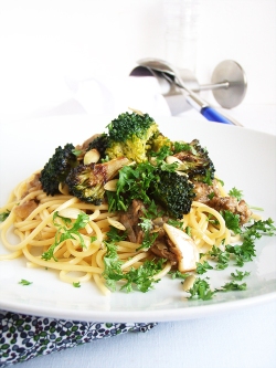 Tuna and Broccoli Pasta, with caramelised onions and a light sauce