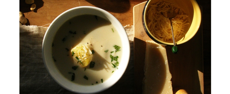 Dried Split Broad Fava Bean Soup with Parmesan, parsley and potatoes